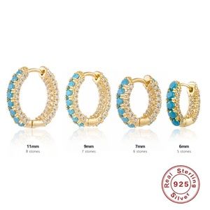 Zara 925 Sterling Silver Studs Earrings Turquoise Tennis Crystals Pins Hinges
